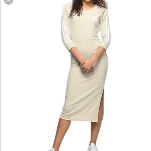 Adidas Khaki split midi dress